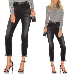 3x1 NYC Black Shake Authentic Straight Leg High Rise Frayed Jeans size 27